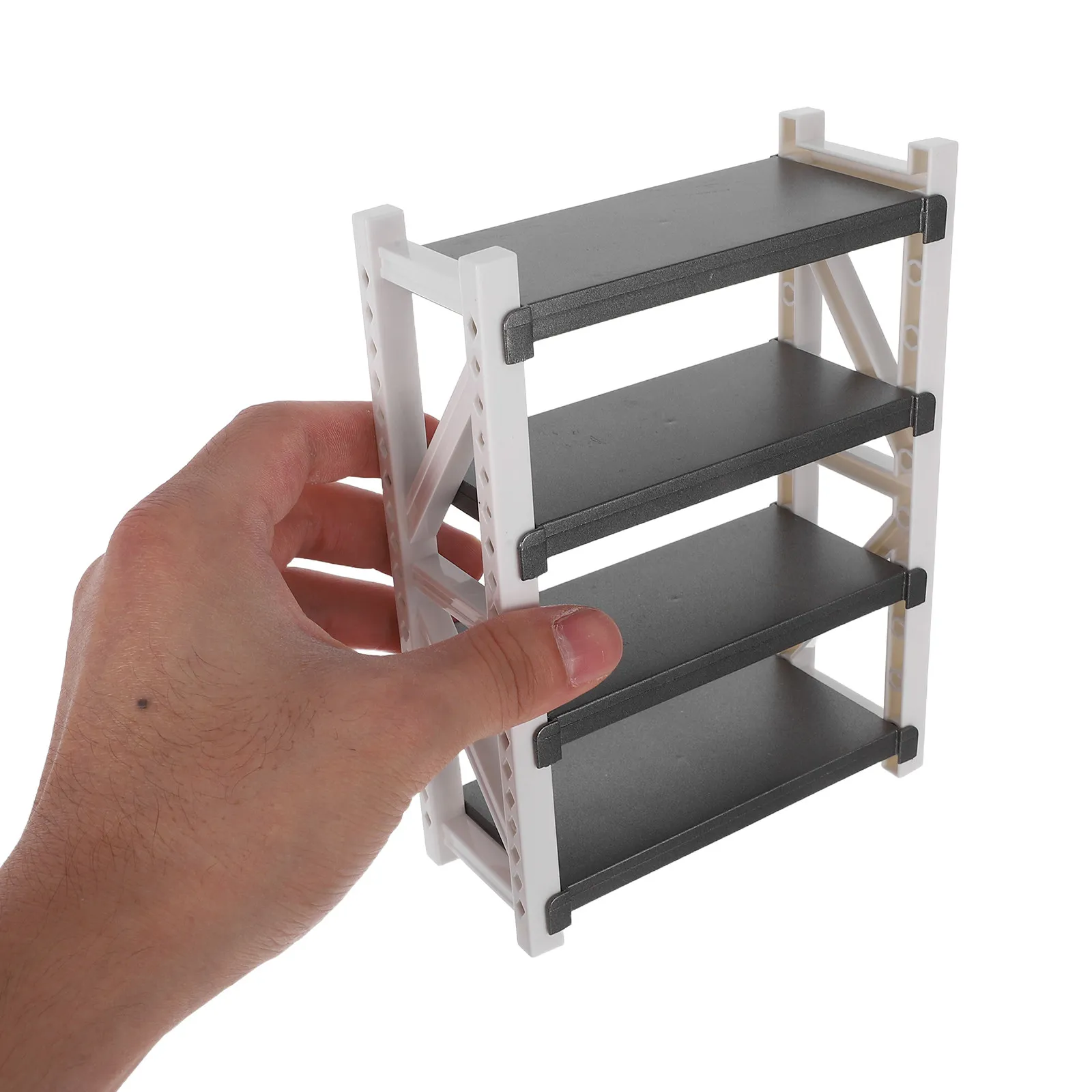 2Pcs Miniature Bookcase for Dollhouse Multilayer Plastic Storage Rack Functional Tiny Furniture Display Unit Pretend House Scene