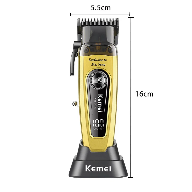 Kemei KM-90-4 전문 무선 머리 깎기 고속, 브러시리스 모터, 살롱 등급 헤어 트리머, Kemei 머리 깎기
