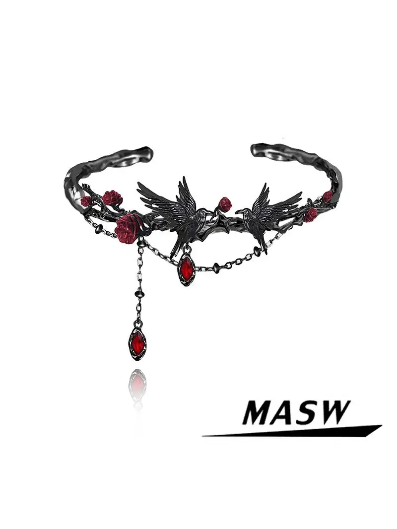 

Anime Love and Deepspace Sylus Cosplay Crow Rose Bracelet Cartoon Adjustable Opening Bangles Wristlet Garniture Xmas Gift