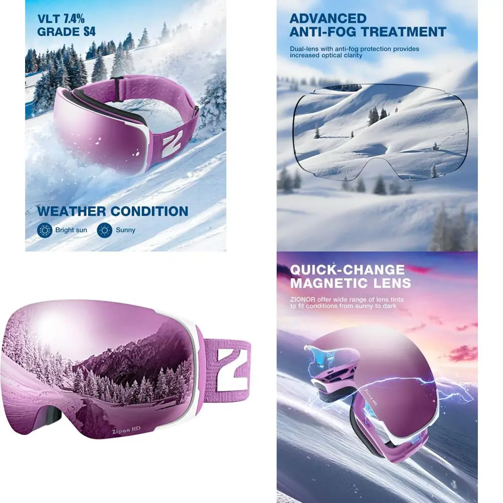

High-Definition Ski Goggles with Zip-on Lens for Men and Women