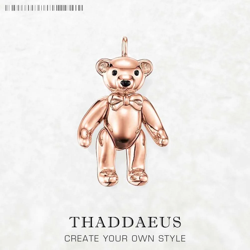 

Pendant Rose Gold Teddy Bear Summer Brand New Fine Jewelry Europe 925 Sterling Silver Cute Gift For Woman