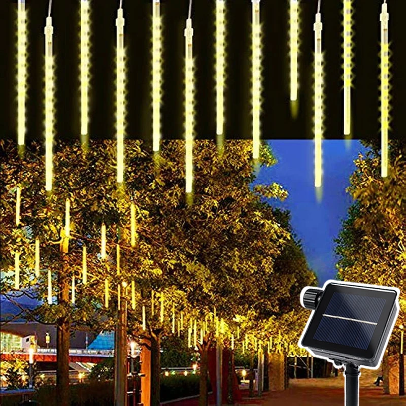 Solar LED Meteor Shower Rain Lights Holiday String Lights Waterproof Garden Light 8 Tubes 30/50cm Christmas Wedding Decoration