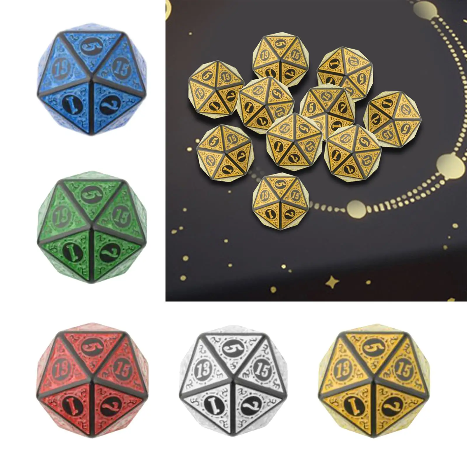 ตัวอักษรภาษาอังกฤษ 20 ด้าน 10 ชิ้น น้ำหนักเบา อุปกรณ์เสริมพกพา ขนาด 20 มม. สำหรับการสอน เกมสวมบทบาท ของเล่น ของขวัญ DND