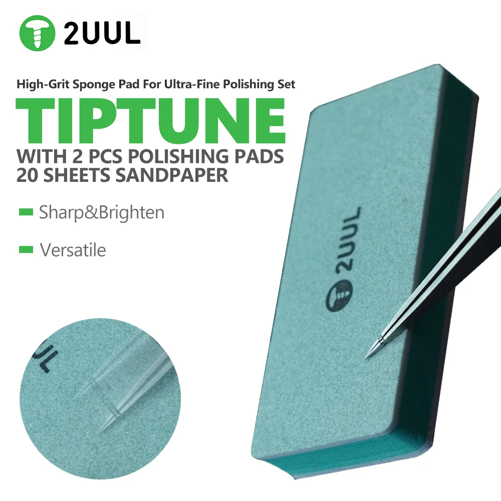 2UUL FM02 Polishing Buffing Kit Polishing Cotton 2PCS Sandpaper 20PCS Mobile Phone Repair Tweezers Tip Polishing Buffing Tool