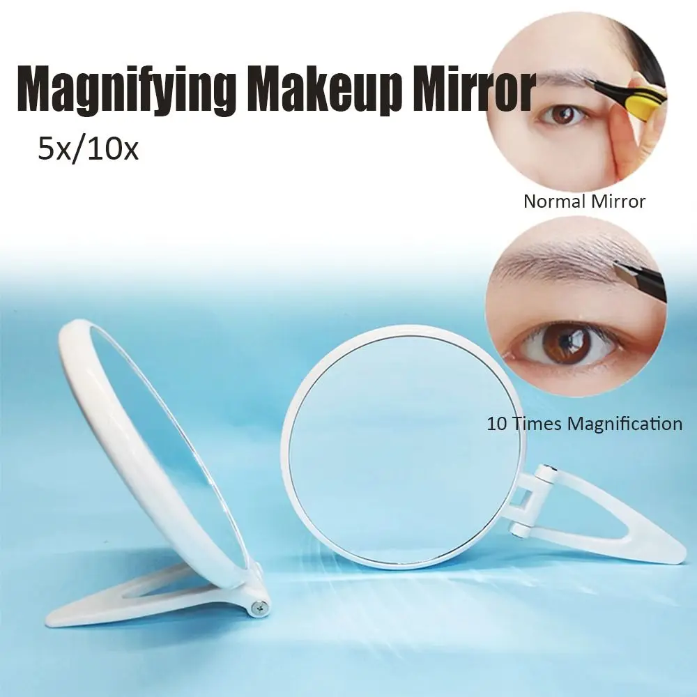 5/10X Magnifying Makeup Mirror Folding Double Sided Handheld Makeup Mirror with Pedestal Clearness Folding Vanity Mirror Woman