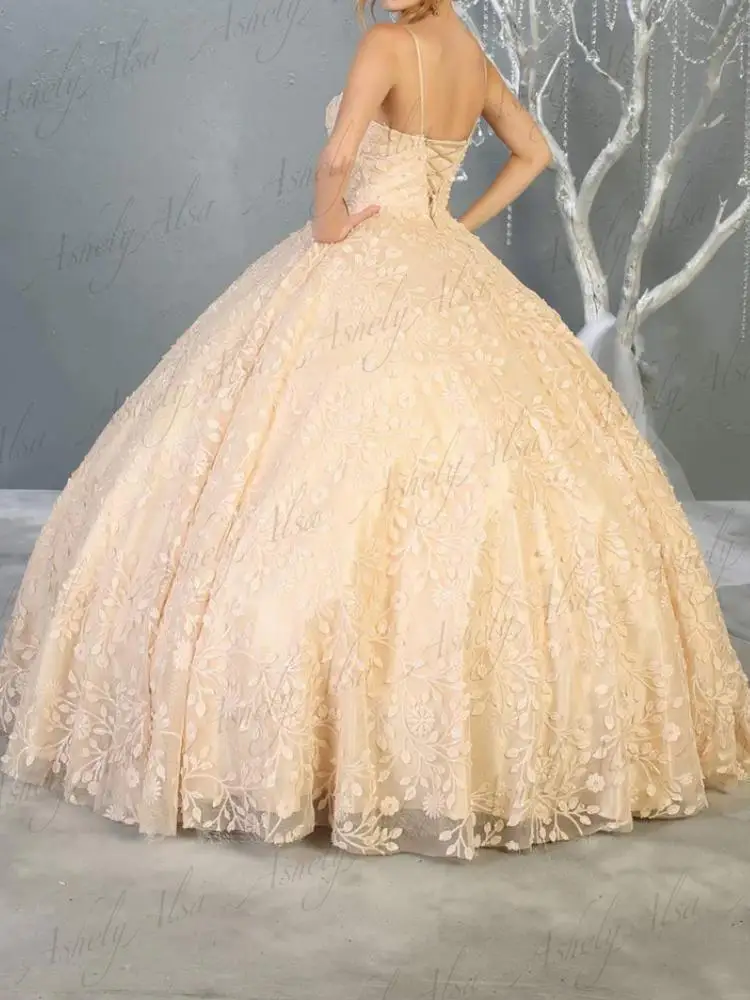 Robe de princesse en dentelle à bretelles spaghetti pour filles, robe de Rh, robe de fête d'anniversaire, 15 ans, 16