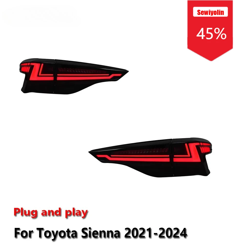 

Sewiyolin автомобильные светодиодные задние фонари в сборе для Toyota Sienna 2021-2024 авто противотуманные DRL тормозные указатели поворота Plug and Play