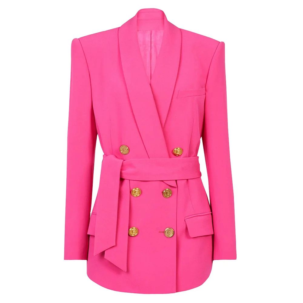 

Ele костюм средней длины Jaet, женский утягивающий жилет с высокой посадкой, осенняя коллекция с золотыми пуговицами, модная деловая одежда