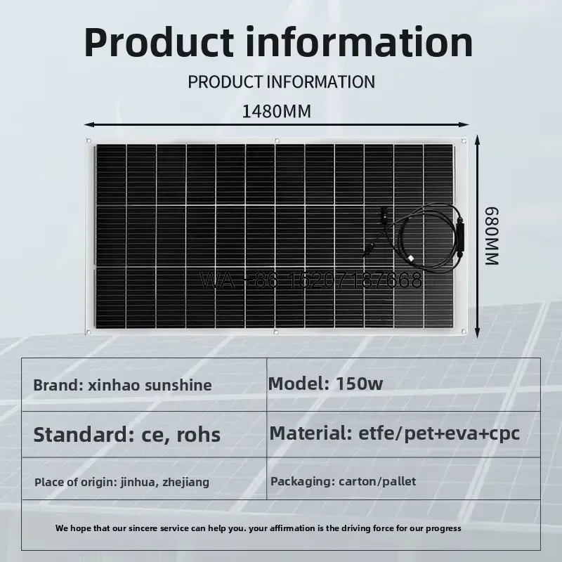 Wmwmnu for Cross-border Hot-selling Flexible Solar Panel 150W Bendable Photovoltaic Module Lightweight Thin Car Tent Outdoor