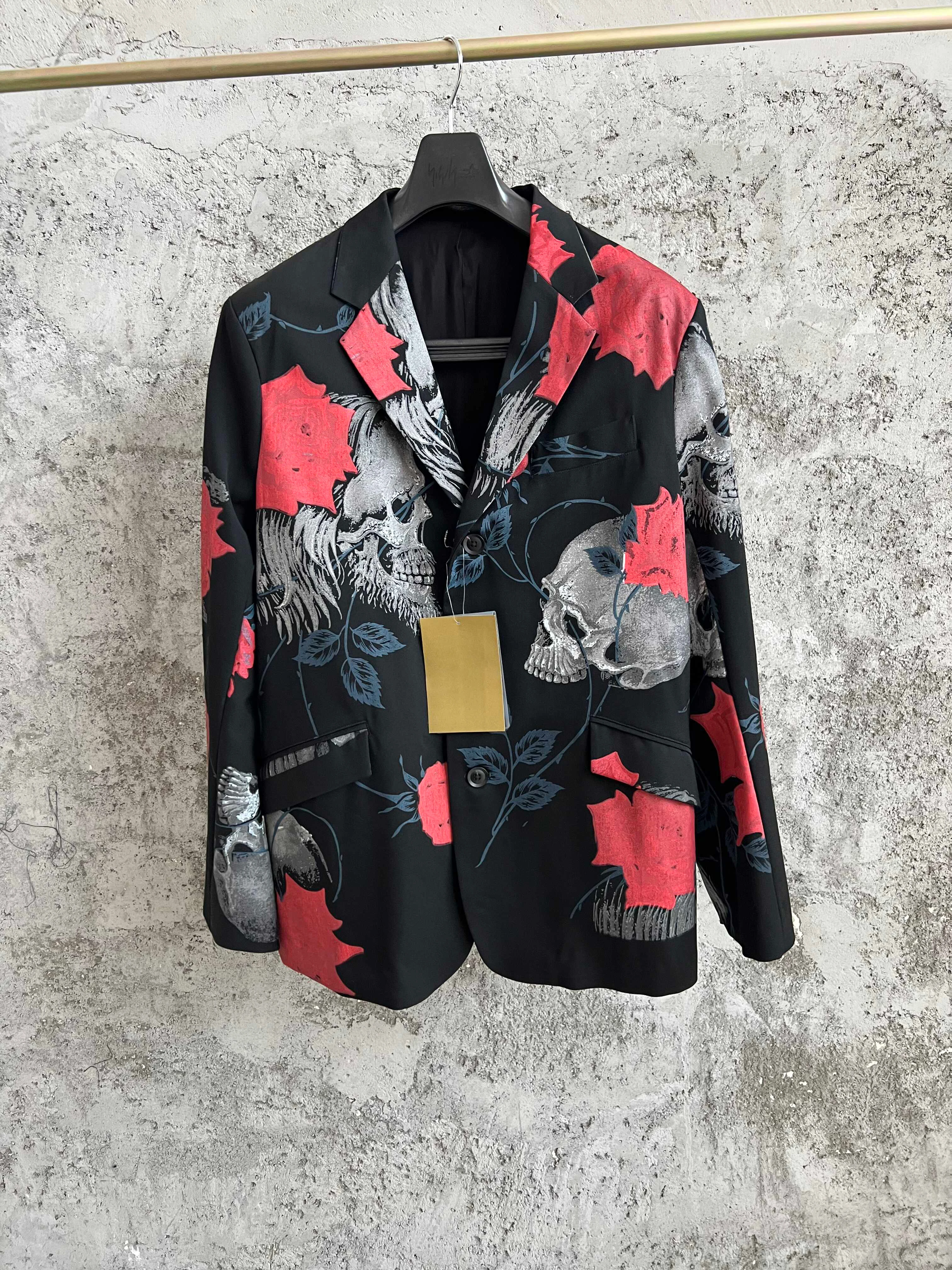 

TOP-YAMAMOTO Skull Rose print Men's suit jacket