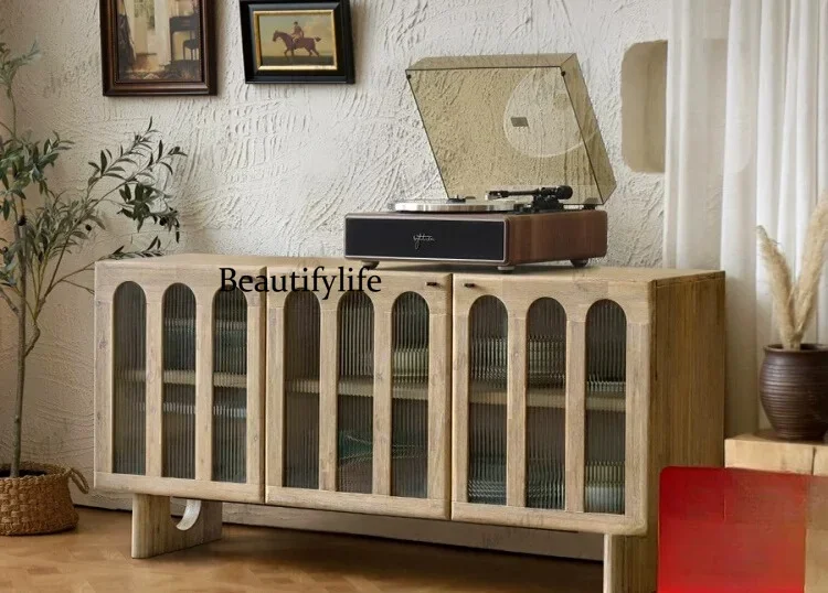 d178 Solid wood dining side cabinet, retro tea cabinet, living room home, quiet wind entrance, storage cabinet
