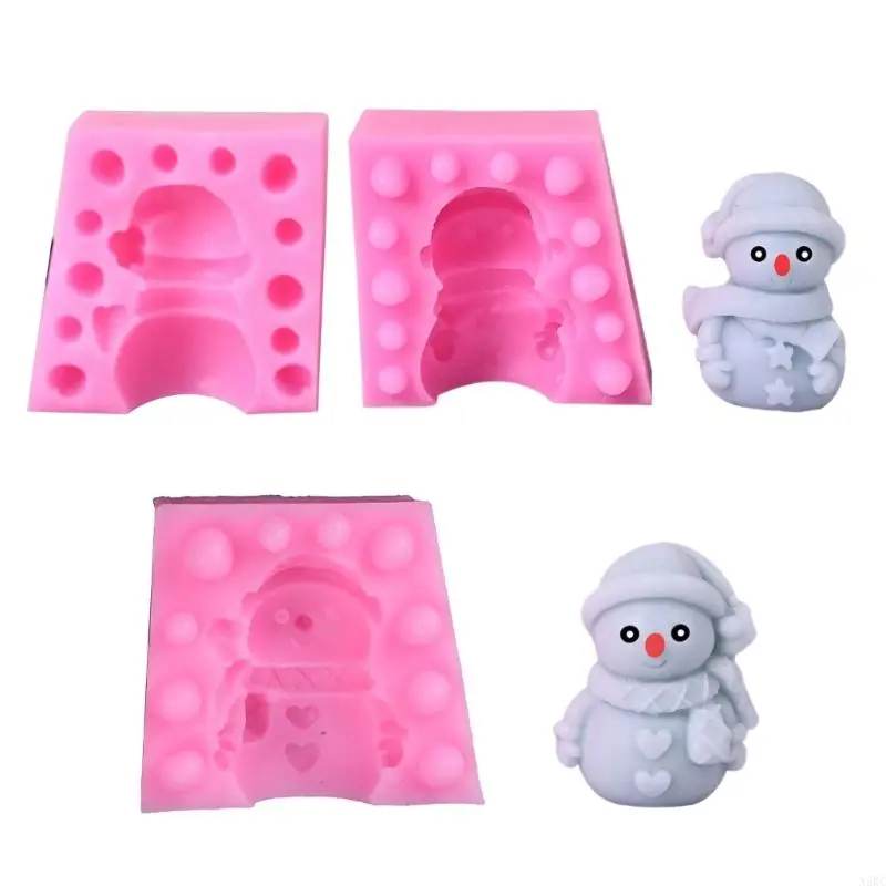 N5KC Christmas Snowman Shaped Silicone Molds for Candle, Soap, Christmas Decoration