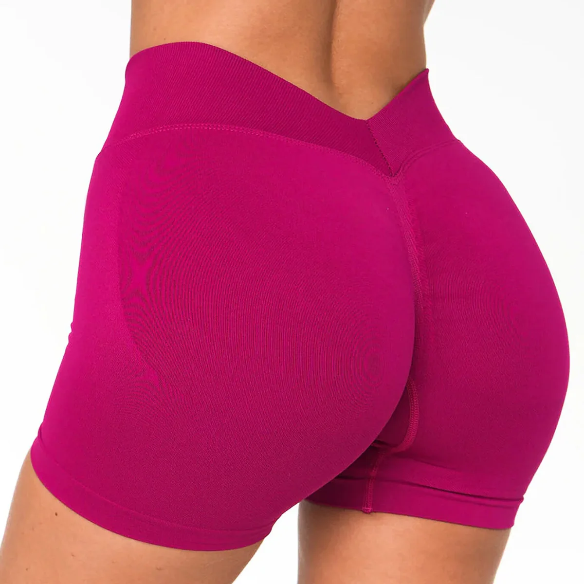 Seamless Workout Shorts for Women, V-Waistband Tight Fit Shorts, 3-Inch Yoga Running Shorts