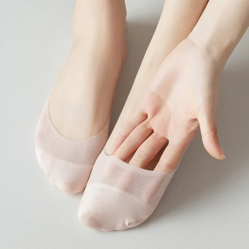 Chaussettes d'été pour femmes, maille fine, antidérapante, chaussures à talons hauts, semelle invisible en coton, chaussettes courtes, Tube bas