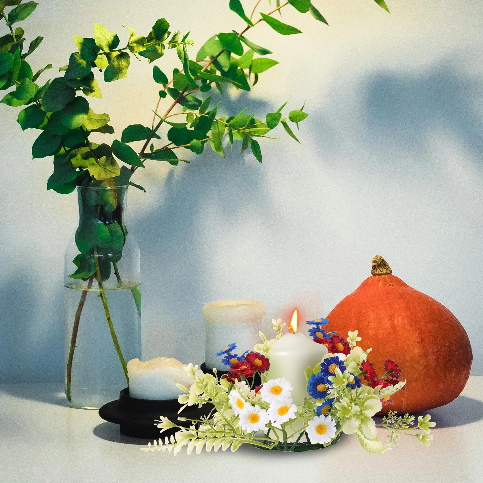 

Artificial Flower Wreath Faux Floral Ring Dining Table Centerpiece Valentine Holiday Party Decor