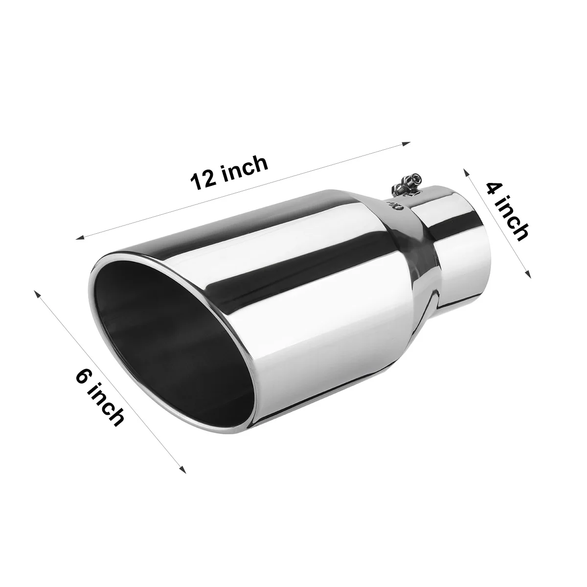 1X Universal 4 Inch Inlet 6 Inch Outlet Exhaust Tip 12 Inch Length Tailpipe Anti-Corrosive Car Straight Exhaust Tail Throat