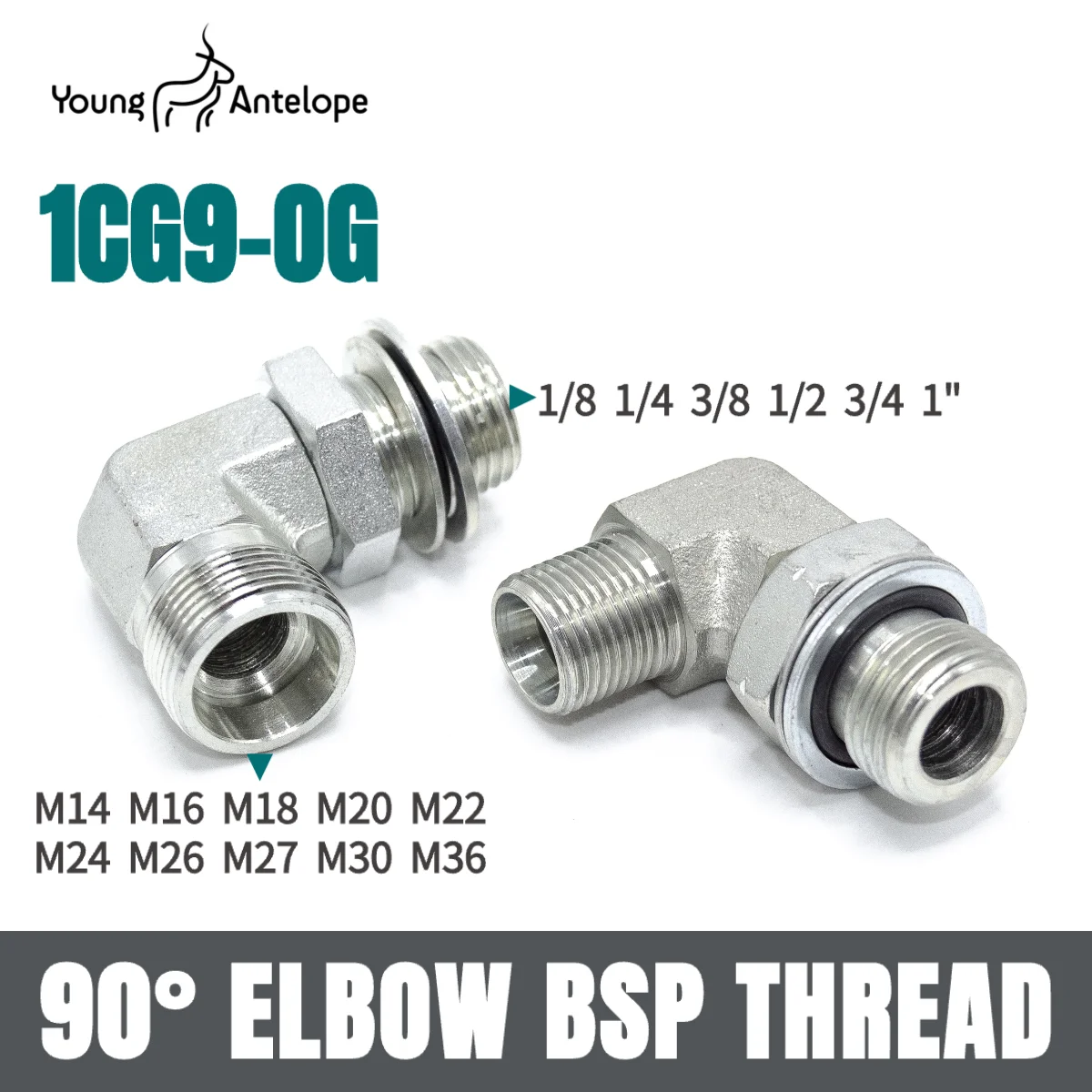 Yonghua Standard 1CG9 Lightweight Imperial Right Angle Adjustable High Pressure Carbon Steel Tubing Hydraulic Pipe Fittings