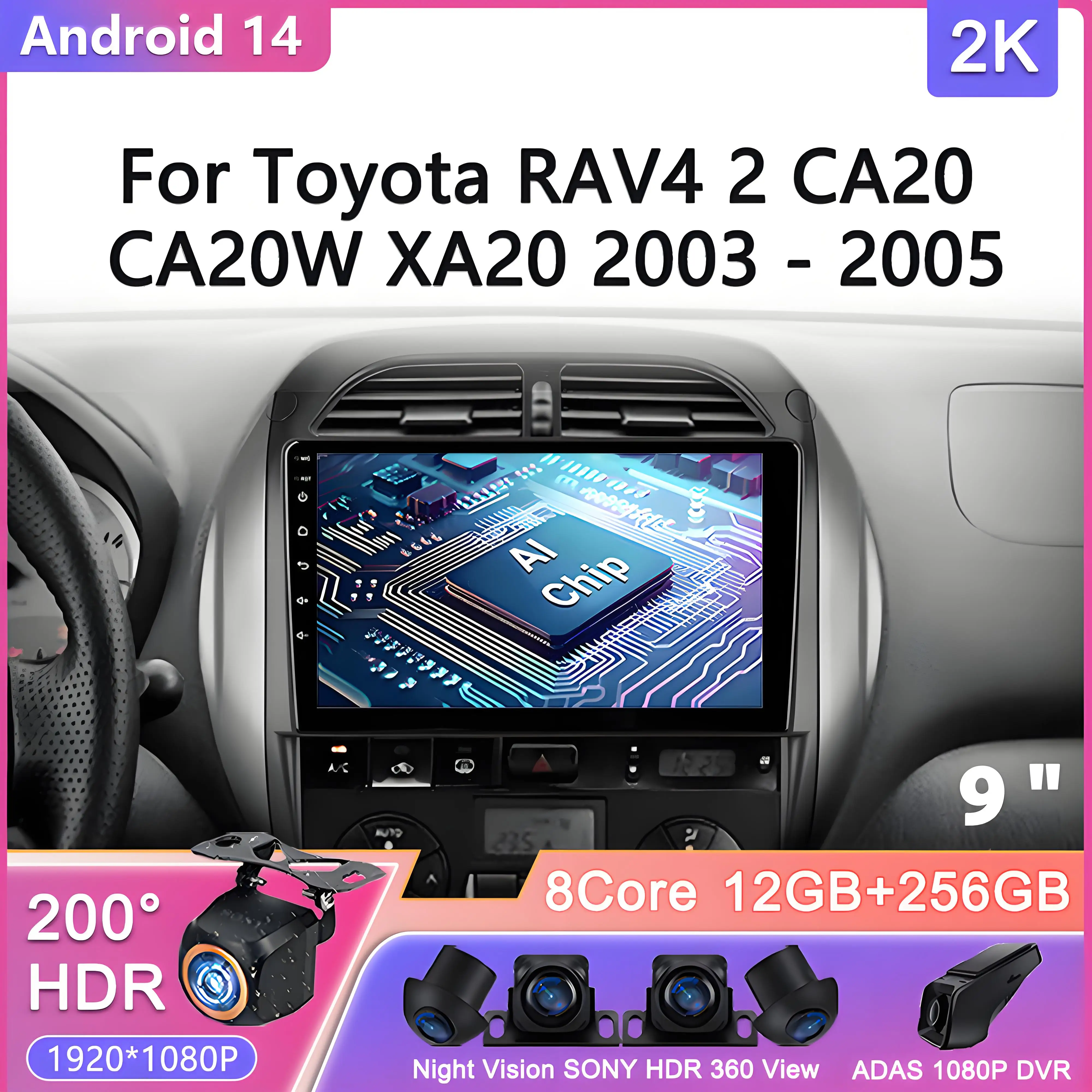 

Android 14 For Toyota RAV4 2 CA20 CA20W XA20 2003 - 2005 Carplay AutoCar Radio Multimedia Video Player Navigation No 2Din 2 Din