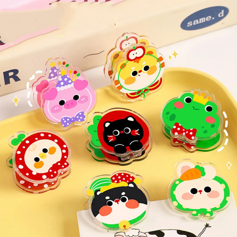 40pcs/lot Kawaii Cat Pig Animal Acrylic Clip Cute Photo Craft DIY Decoration Notes Letter Paper Clips Office School Supplies