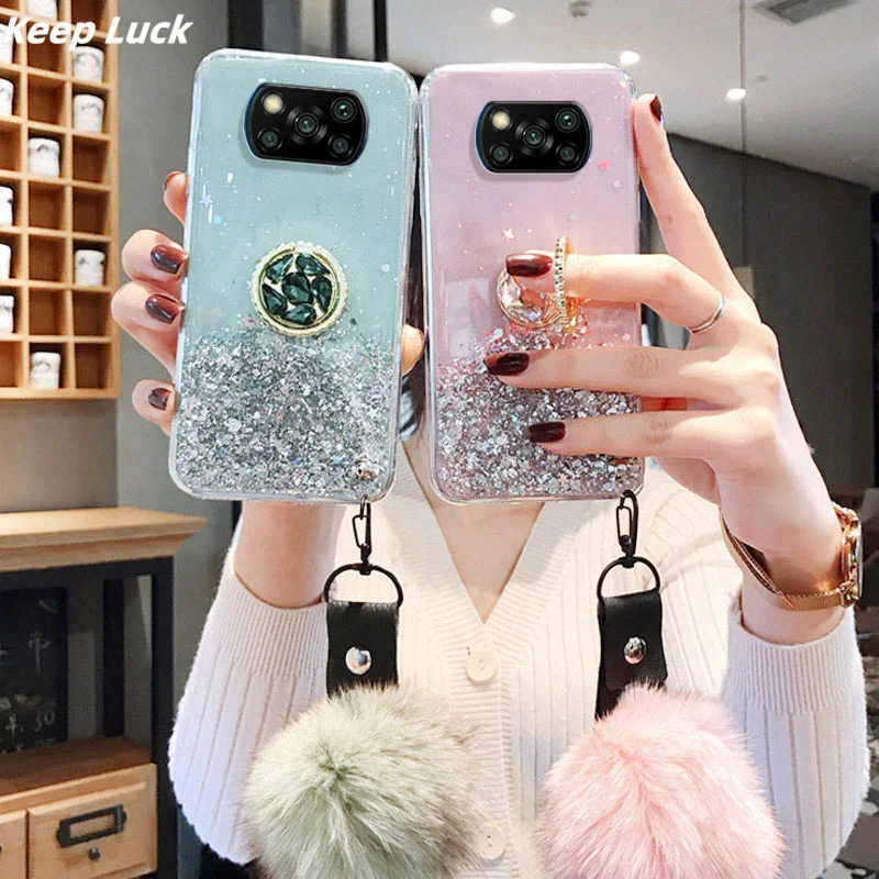 11T Case Luxury Glitter Case For Xiaomi POCO X3 X4Pro F3 M3 M4 Pro 10T 11Lite Holder Cover For Redmi Note11 10A 10S 10C 9T cases