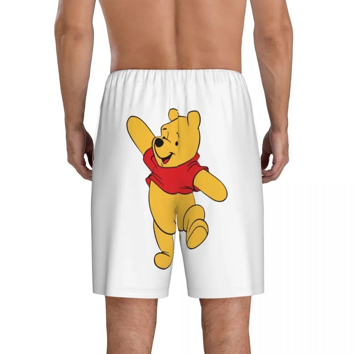 Short de pyjama personnalisé avec dessin animé drôle Winnie l'ourson, vêtements de nuit pour hommes, ceinture élastique, salon de sommeil, pyjama court avec poches