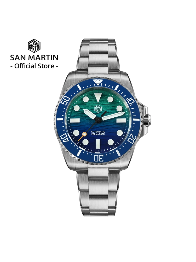 Relógio de Mergulho Masculino San Martin 2026 38mm Mostrador com Textura de Onda Miyota 90S5 Automático Mecânico Luxuoso à Prova d'Água 200m SN0126