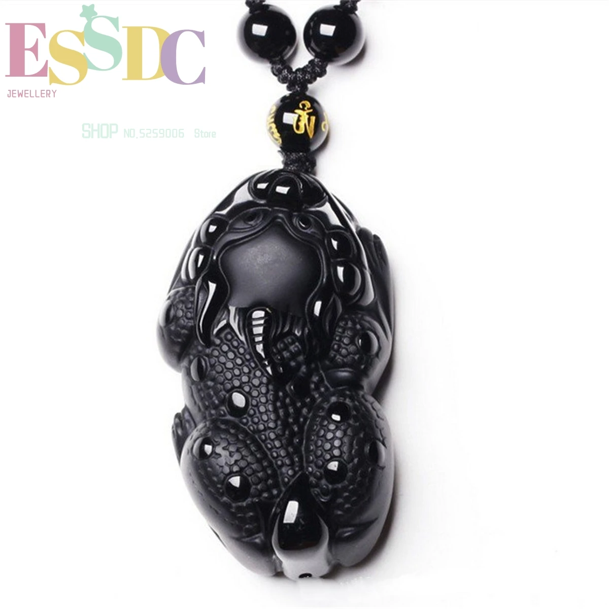 

Wholesale Natural Obsidian Stone Pixiu Necklace Fine-carved Three-Dimensional Golden Toad Pixiu Pendants Black Obsidian Amulet