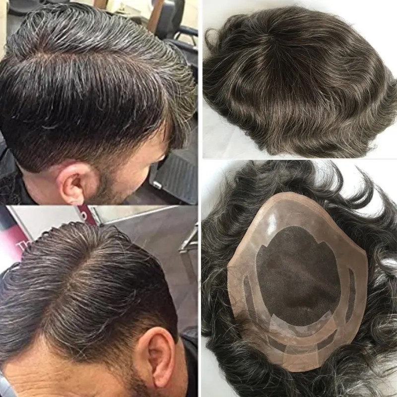 Men's Toupee Human Hair 8x10