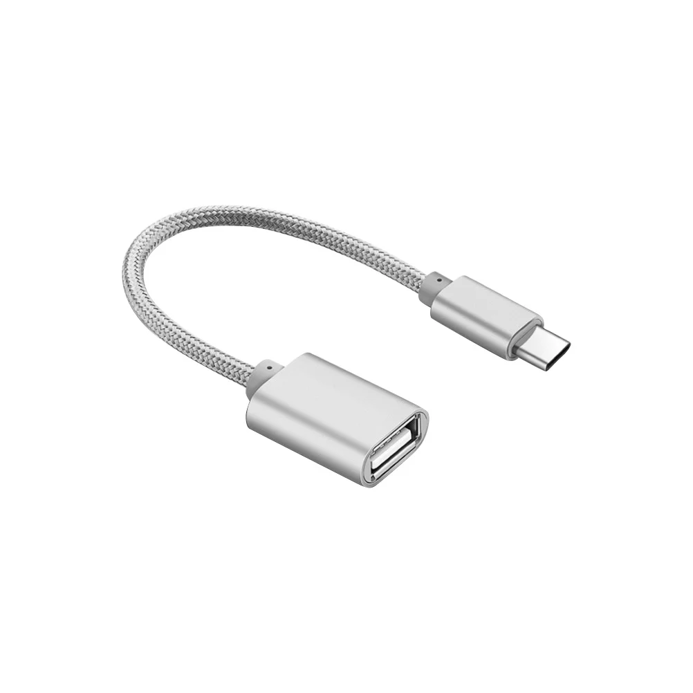 

Otg Type-C to USB 2.0 Adapter Silver High Density Aluminum Shell Superspeed Data Transfer Charging Cable for Smartphones Laptops