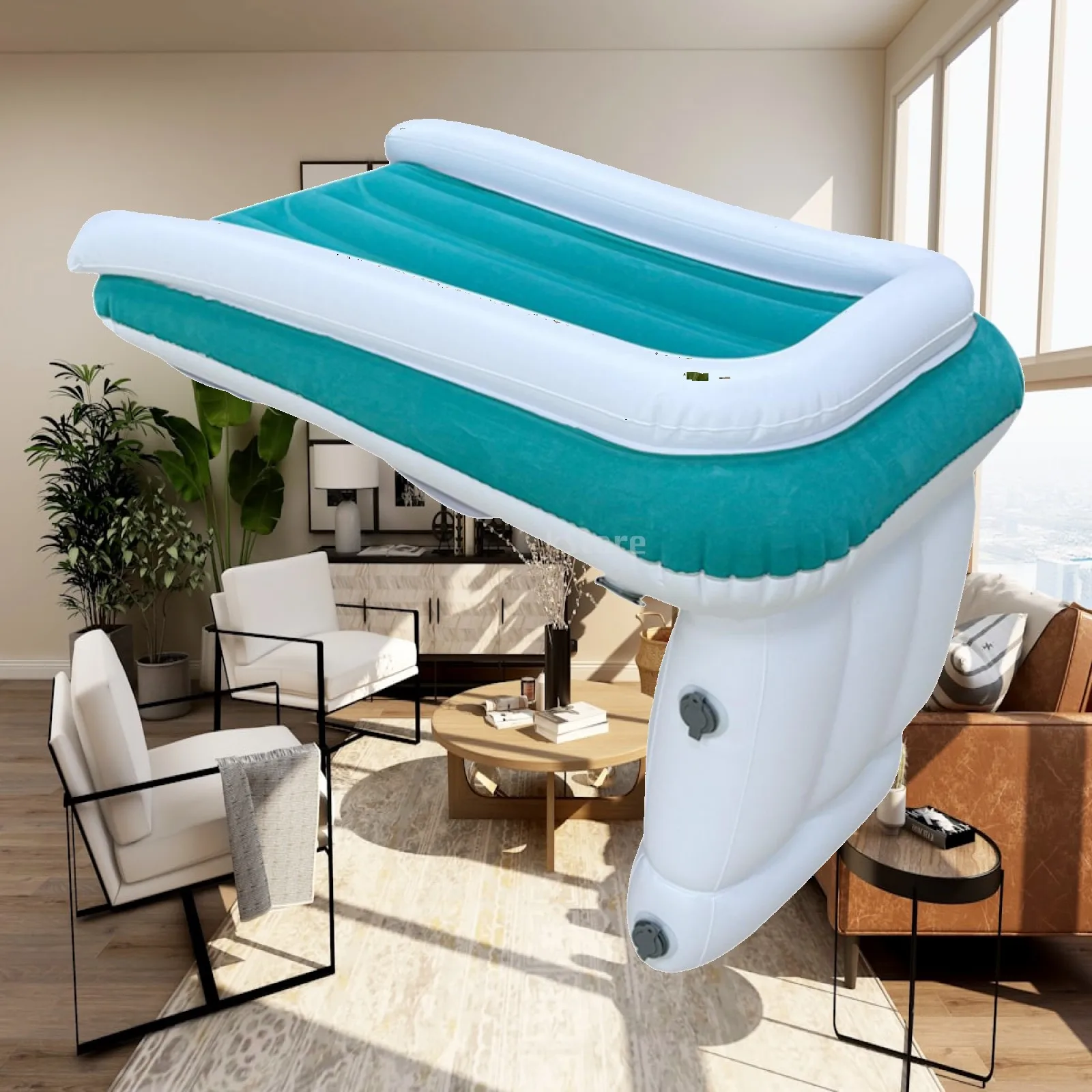 Toddler Travel Inflatable Mattress Raised Sidewalls Comfy Car Bed Quick Inflate for Camping Train and Air