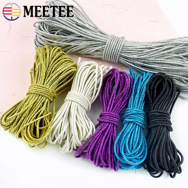 Cordón Elástico de Metal de Colores de 2mm, 10-40M, para Cintas de Pelo, Cinturones, Cuerdas de Goma, Joyería, Zapatos, Cordones Elásticos, Accesorios de Costura DIY