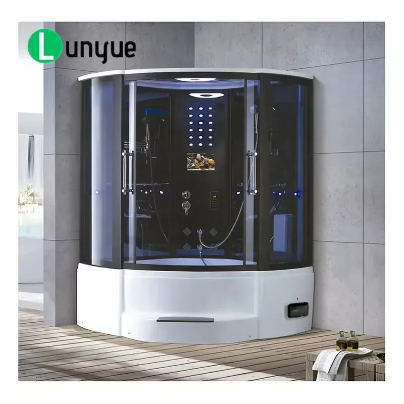 Integrated Acrylic Top Shower Steam Room Wet Sauna Combination Hydromassage Tub Cabin for Home Bathroom Spa Relaxation