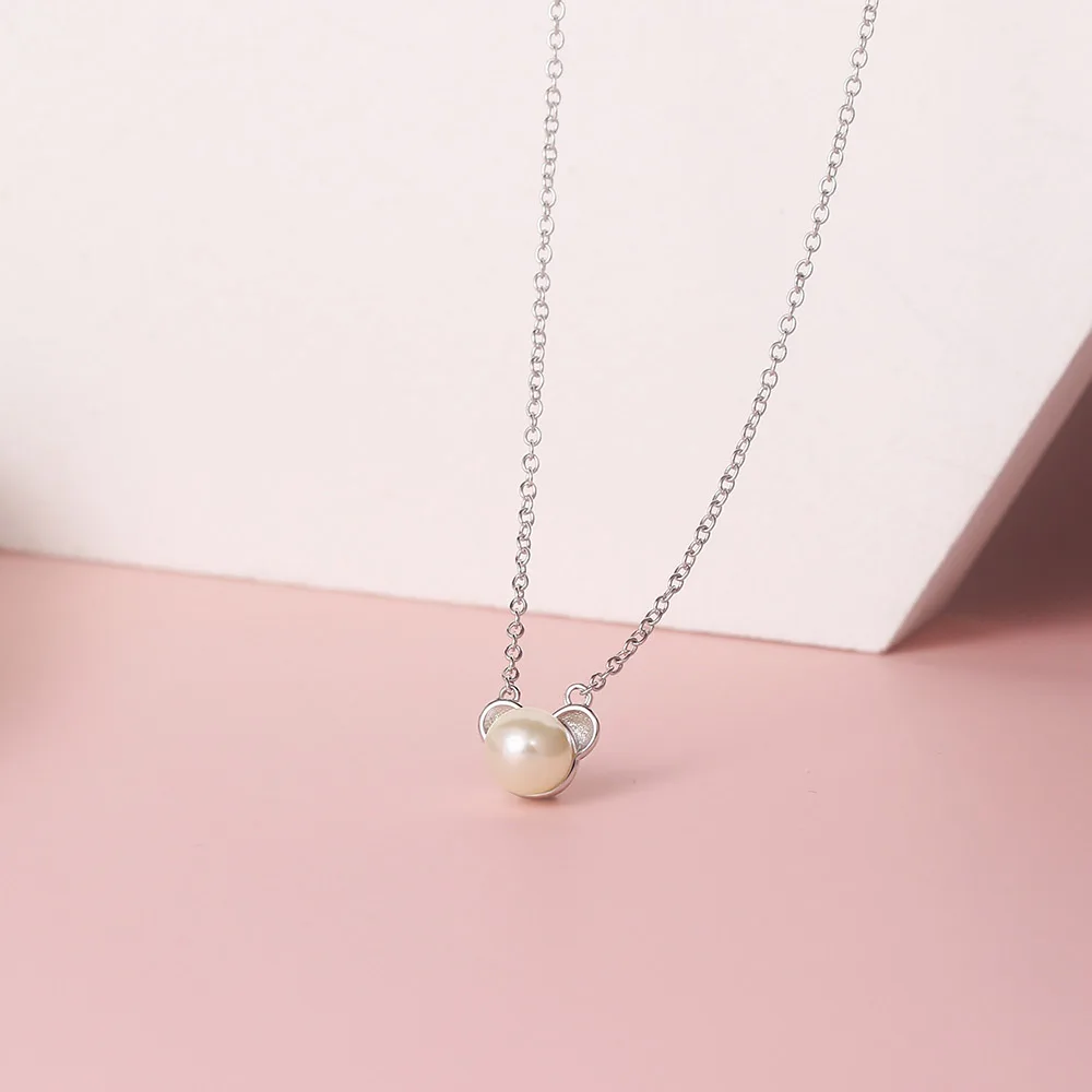 ZHOUYANG Little Bear Jewelry Sets For Women Girls New Cute Imitation Pearls Animal Necklace Earrings Gift Fashion Jewelry DZS001 image 5