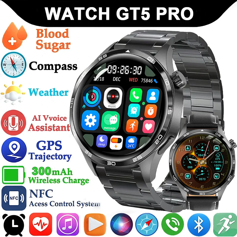 New HUAWEI GT5 Pro GPS NFC Smart Watch Men 360*360 AMOLED Screen Heart rate Bluetooth Call IP67 Waterproof Man Smart Watch 2025