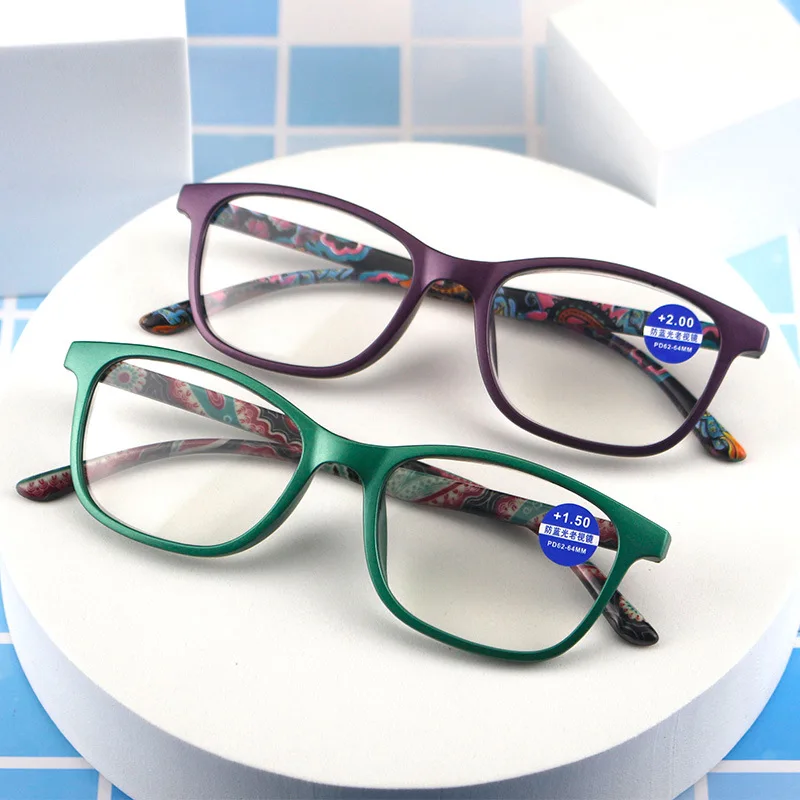 

Fashion Reading Glasses Women Blue Light Flower Print Magnifying Presbyopic Eyewear Resin Read Eyeglasses +1.0 To +4.0