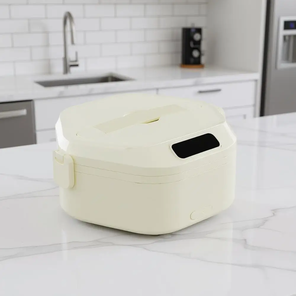 

Battery-Powered Heated Lunch Box, 16000mAh Rechargeable, Smart Timer, 1L Capacity for Travel, Camping, Office