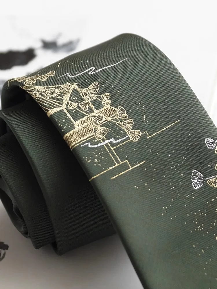 عالية الجودة الرجال النساء VintageEmbroidery الأخضر الجاكار العلاقات للقميص صبي الفتيات أداء ربطة العنق التعادل TB594
