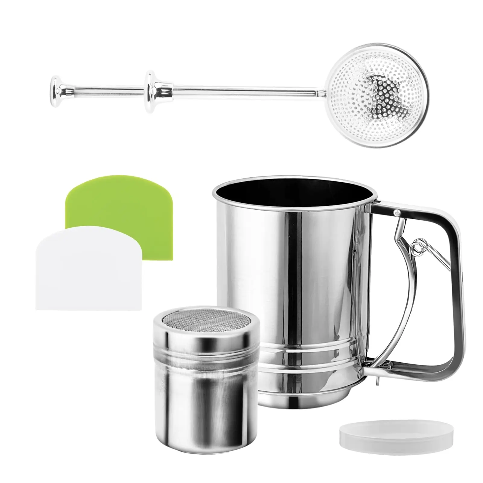 

Flour Sifter Set 3 Cup Double Layer Fine Mesh Sifter Essential Bakeware for Sifting Flour Duste Kitchen Bakeware Tools