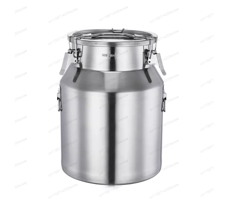 50LB 304 Stainless Steel Sealed Drum – 25L Food-Grade Bucket for Oil, Milk, Rice & Wine Storage & Transport