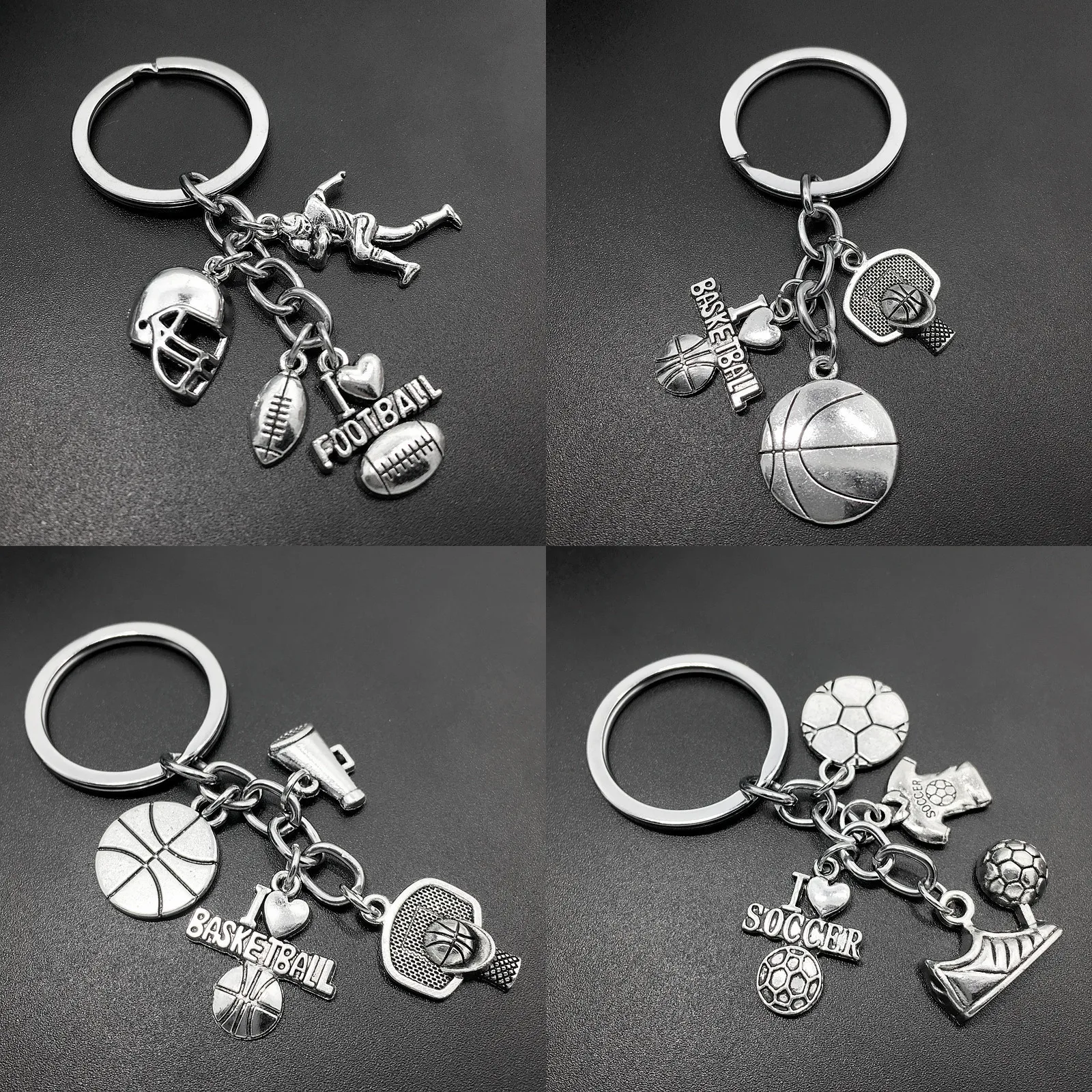 New European and American Fashion Brand Key Chain Football Basketball Football Cheerleader Key Chain