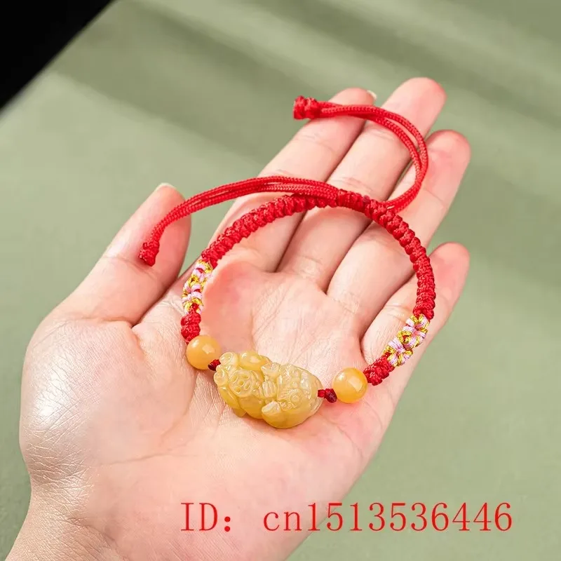 Gold Silk Jade Pixiu Bracelet Hand Woven Natural Men Gift Luxury Talismans Gifts Women Real Jewelry Gemstones Necklace Charms