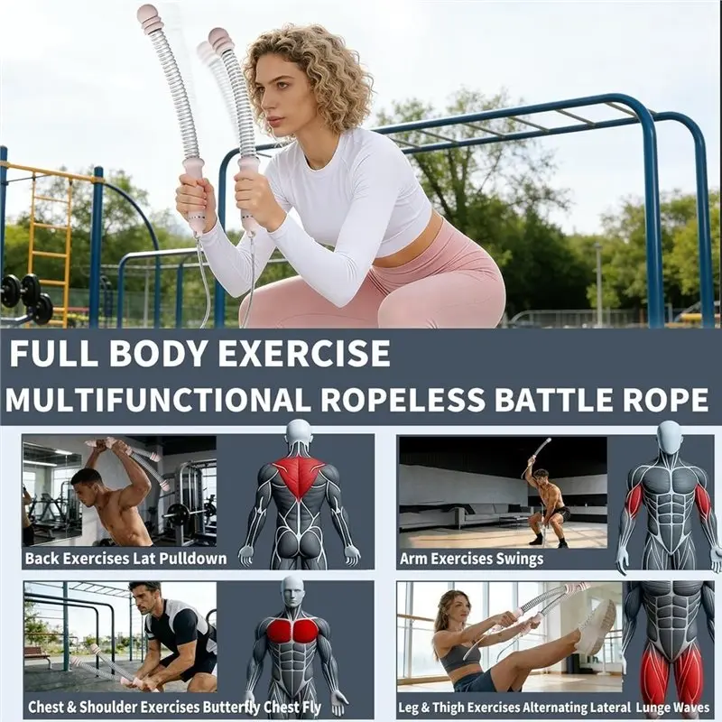 T22C Ropeless Battle Ropes, Workout Exercise Rope For Home Gym