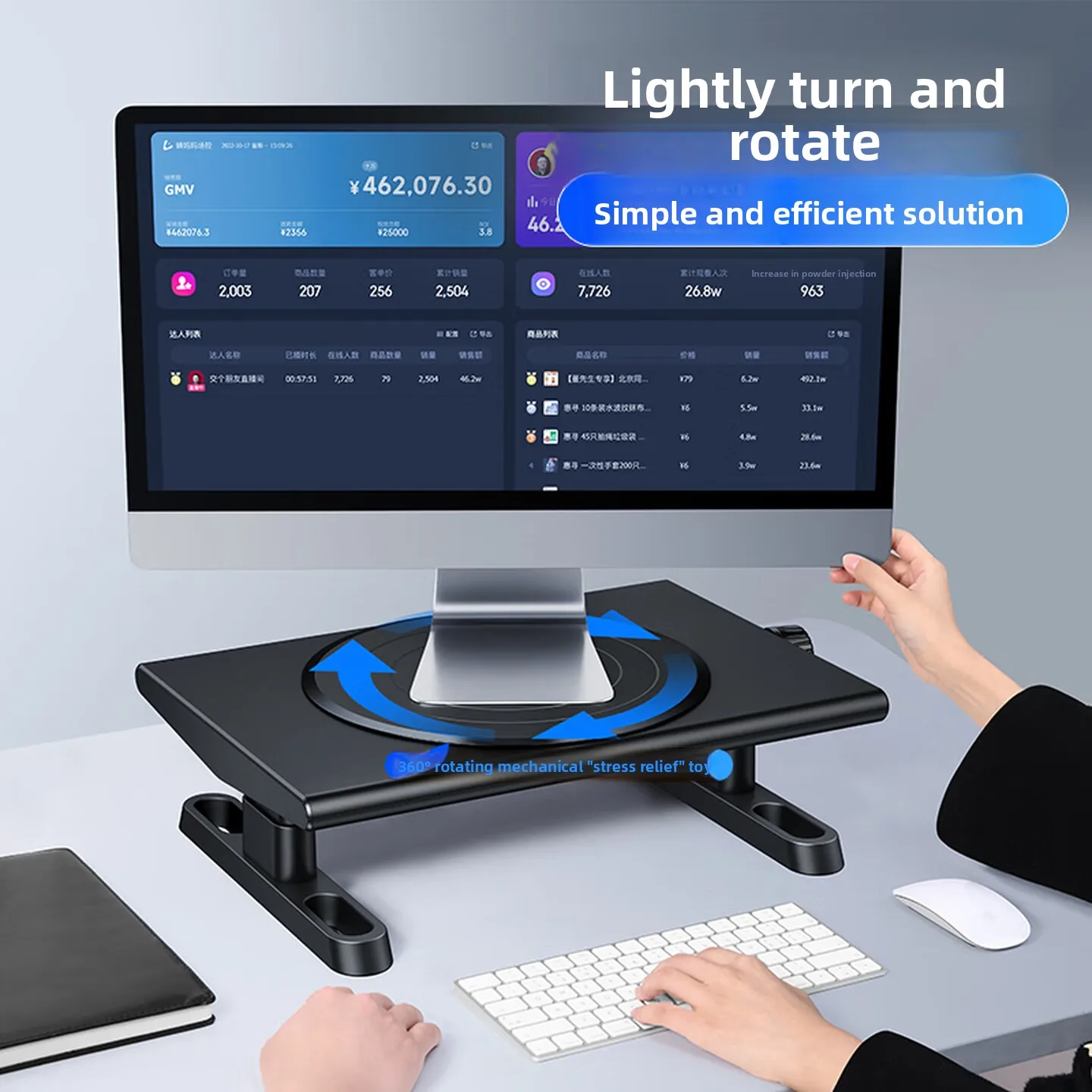 Adjustable Monitor Stand Riser Knob Height Lift Rotating Base for Gaming Laptop Desktop Office Workstation Black 모니터 받침대
