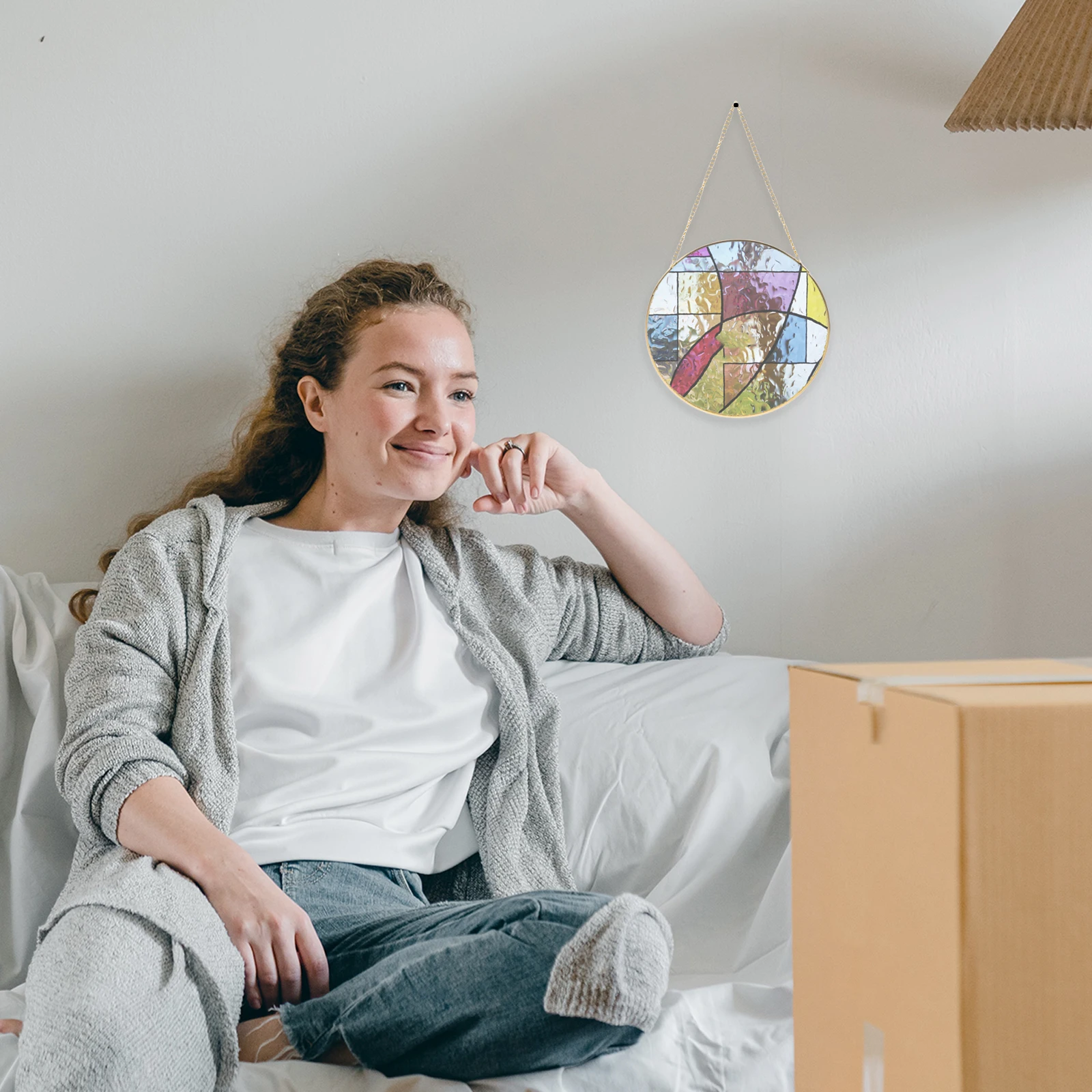 

Round Unpainted Glass Suncatcher DIY Blank Pendant for Window Wall Decor Craft Project Handmade Adjustable Chain