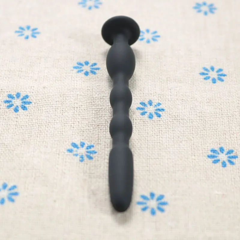 1PCS Silicone Urethral Plug of Black Ridged,penis Stretcher