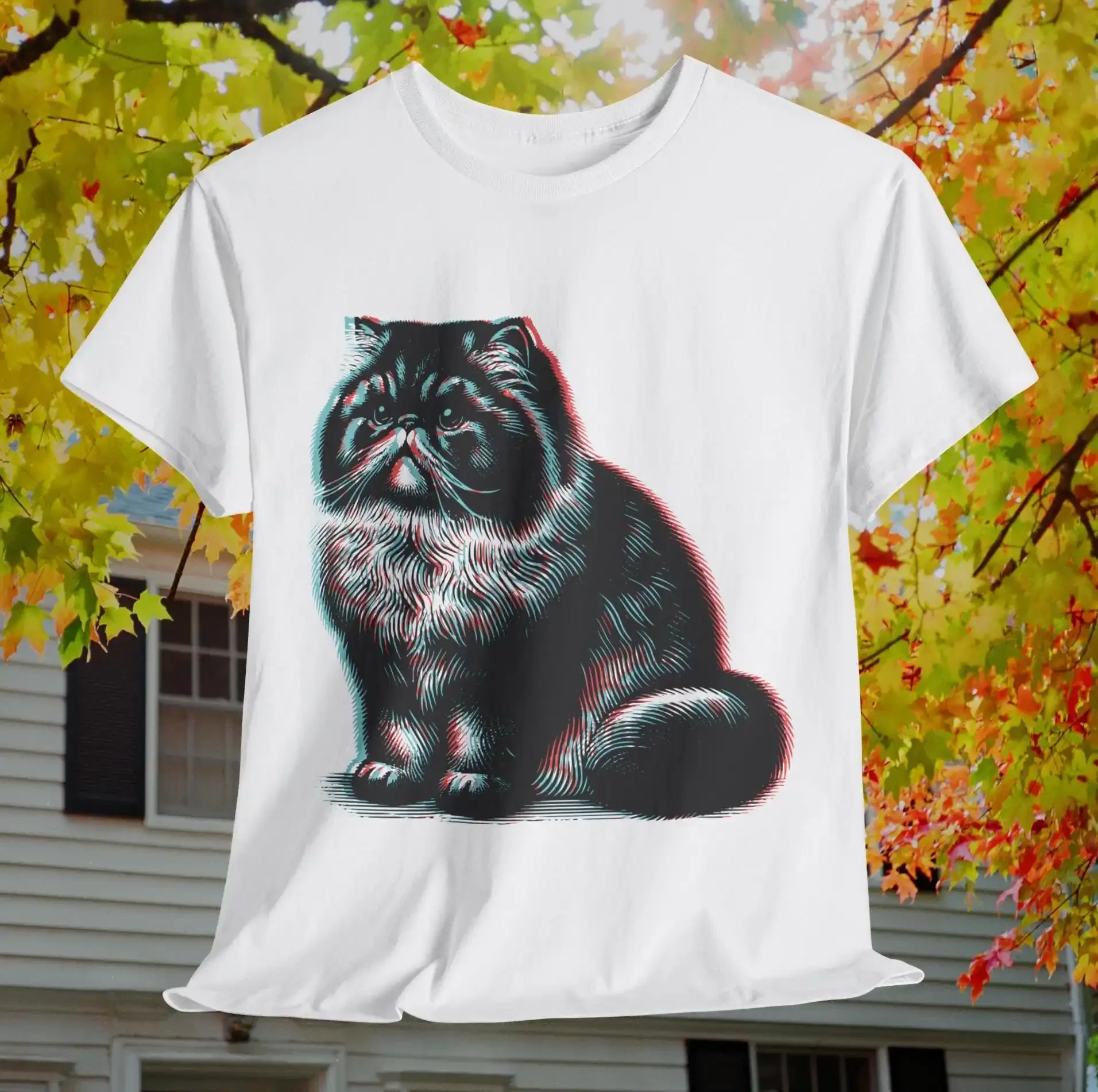 Persian Cat T shirt 3D effect vintage unisex