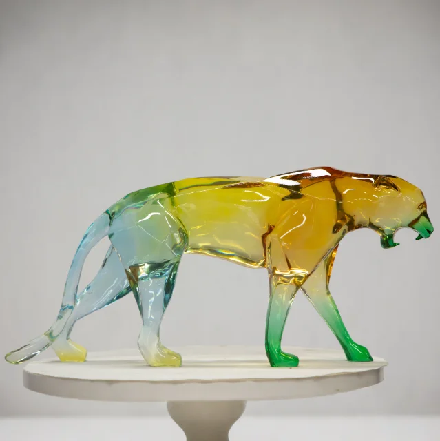 *&z MResin Cheetah Sculpture Multicolor Gradient Animal Statue for Luxury Home and Office Tabletop Decor~.