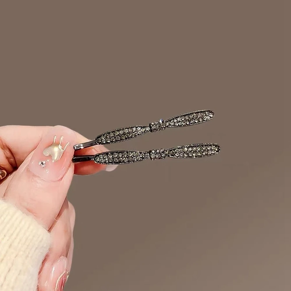

Exquisite Rhinestone Bowknot Hairpin Women Simple Temperament Side Clip Forehead Bangs Clip Fashionable Barrette