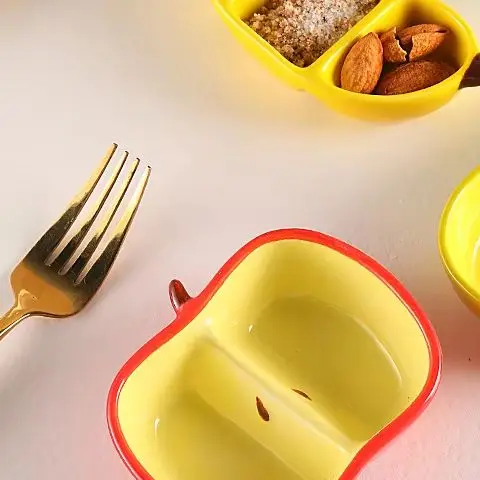 Creative Porcelain Dish Korean Style Cute Fruit Shape Ceramic Household Tableware Barbecue Hot Pot Sauce Condiment Dishes