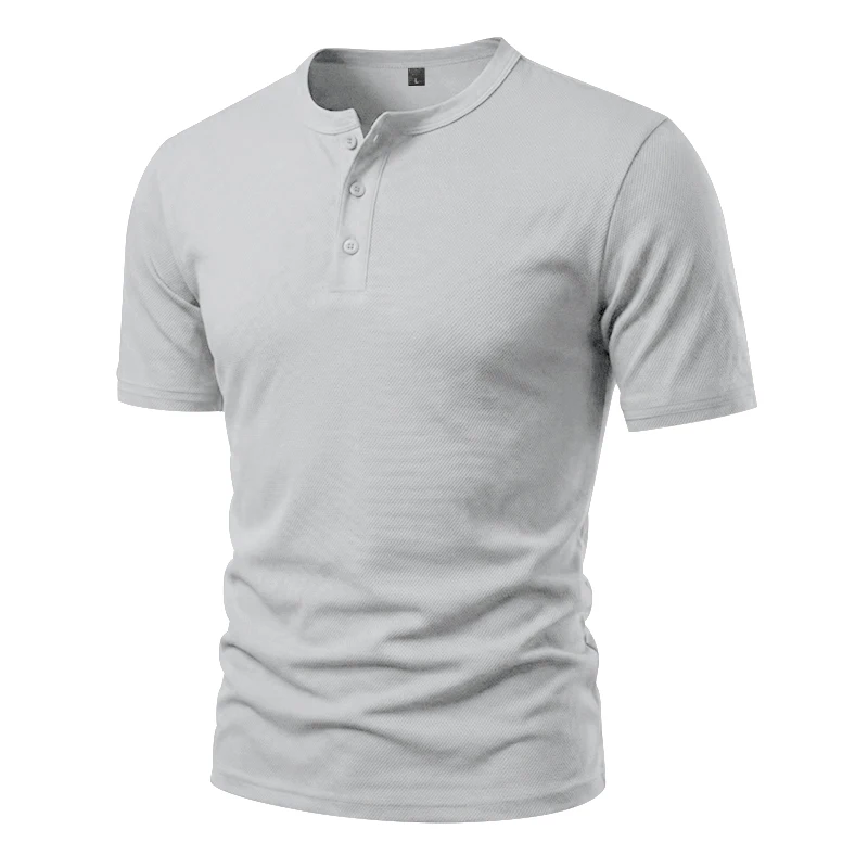 Herren Schnelltrocknendes Eyelet Henry Kurzarm-T-Shirt, Einfarbig mit Rundhalsausschnitt, Sommer Casual Slim Fit Muskel-Gym-Top, 1 Stück – Detail 6
